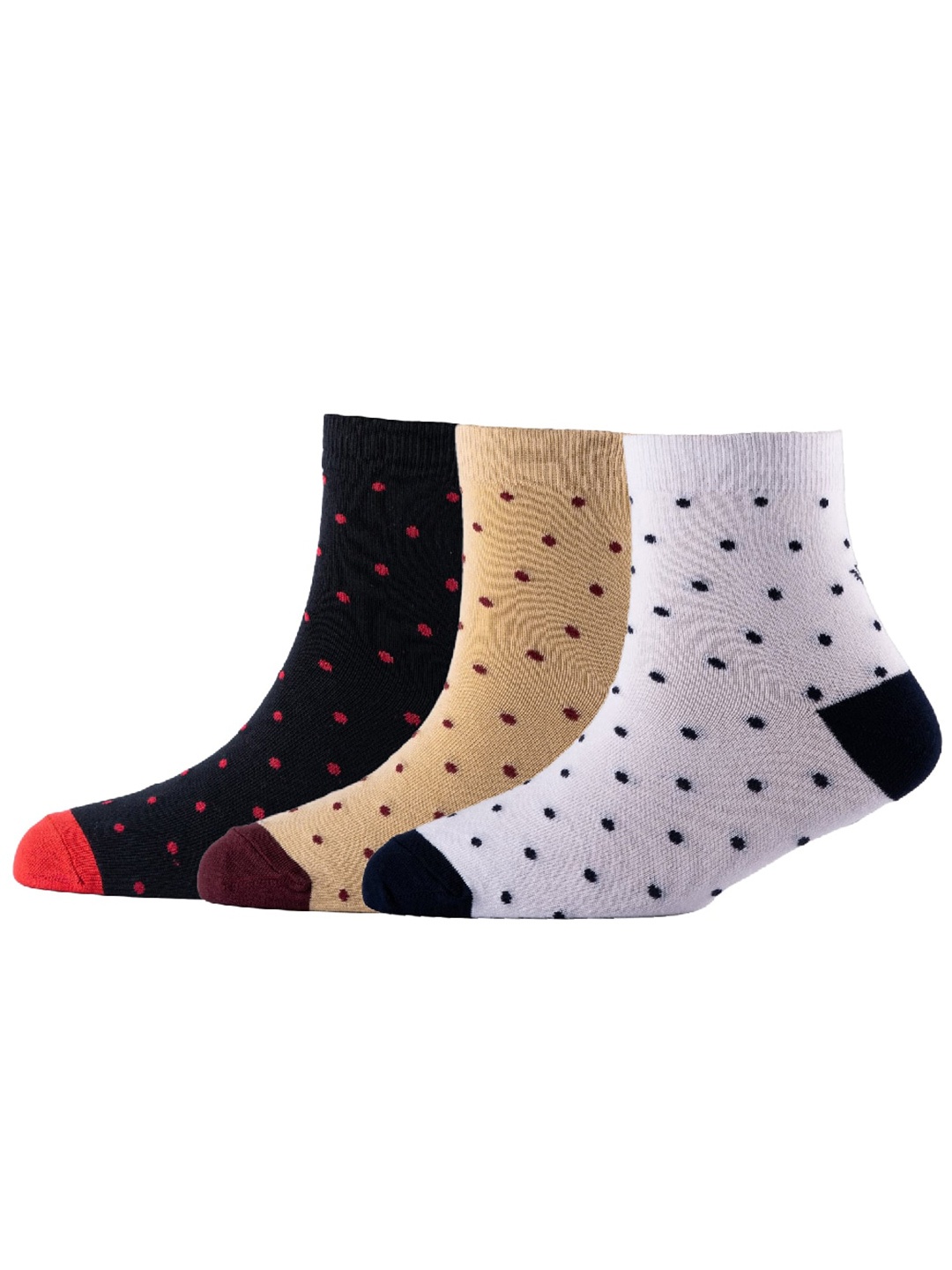 

Cotstyle Men Pack Of 3 Patterned Pure Cotton Above Ankle Socks, White