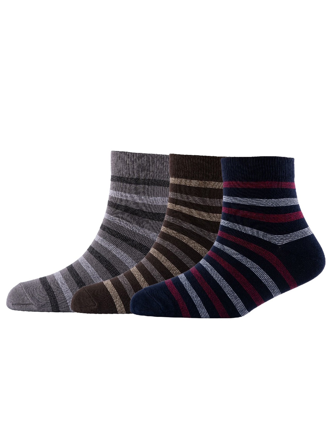 

Cotstyle Men Pack Of 3 Cotton Above Ankle-Length Socks, Grey
