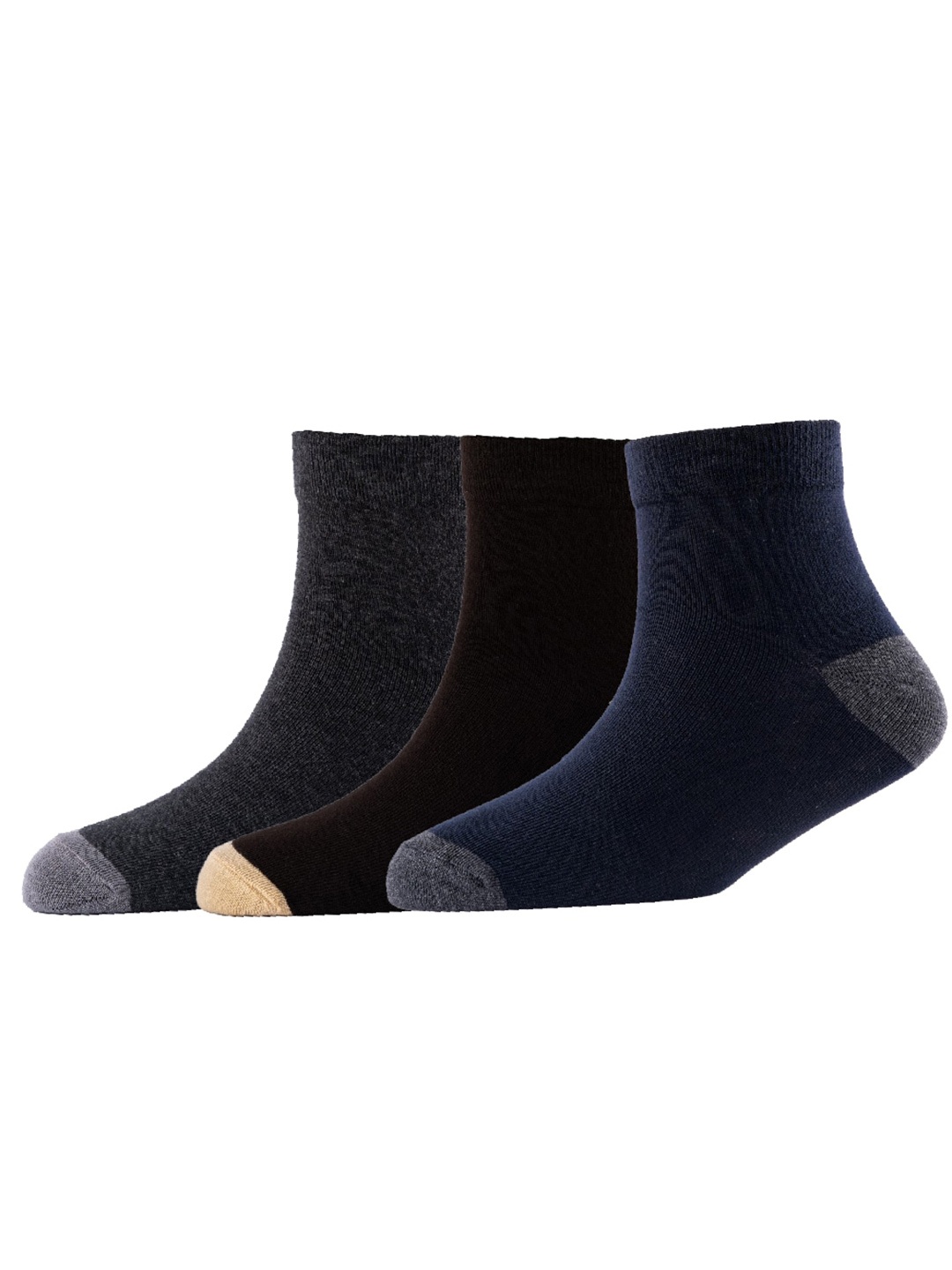 

Cotstyle Men Pack Of 3 Patterned Pure Cotton Above Ankle-Length Socks, Black