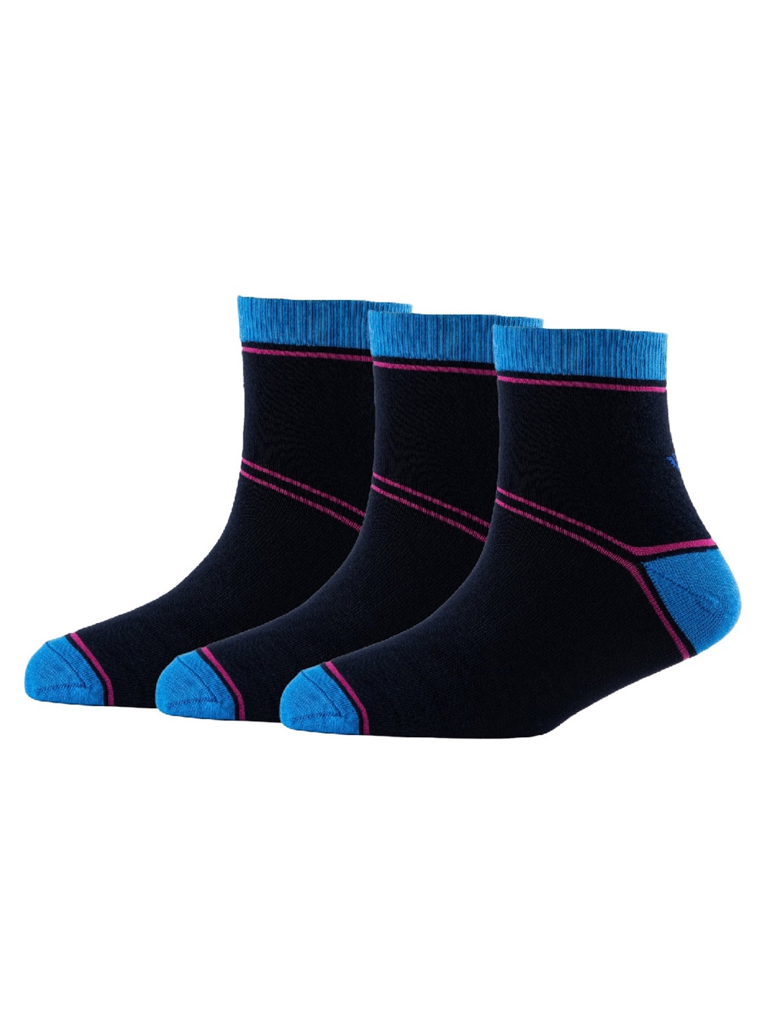 

Cotstyle Men Pack Of 3 Patterned Pure Cotton Above Ankle Length Socks, Navy blue