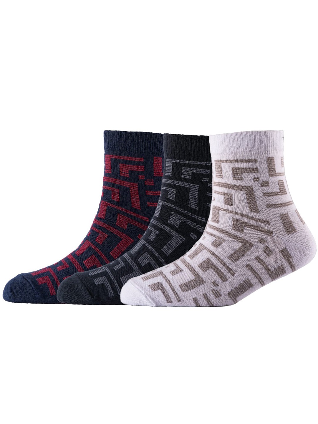 

Cotstyle Men Pack Of 3 Pure Cotton Above Ankle-Length Socks, Black