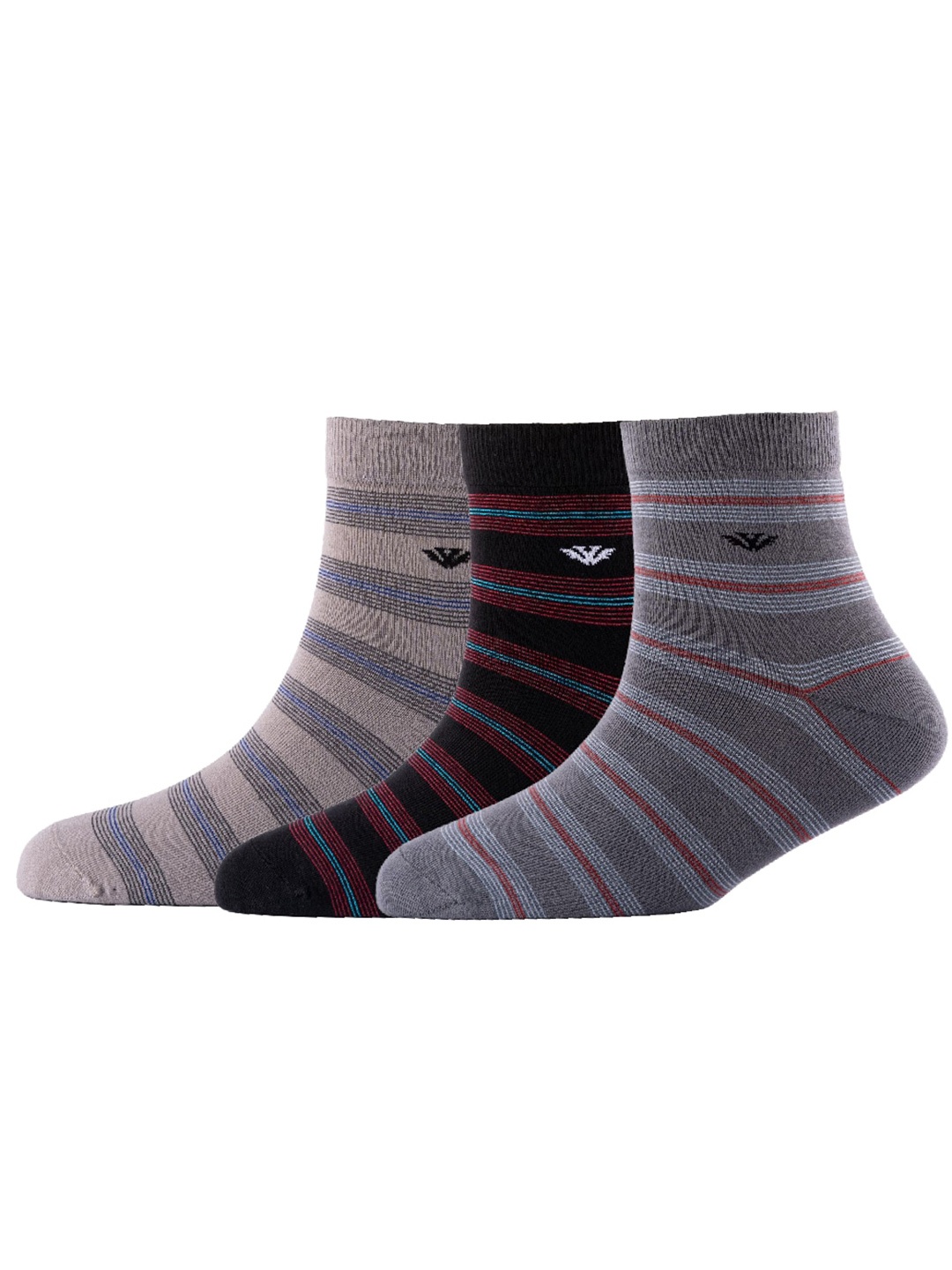 

Cotstyle Men Pack Of 3 Striped Pure Cotton Above Ankle-Length Socks, Pink