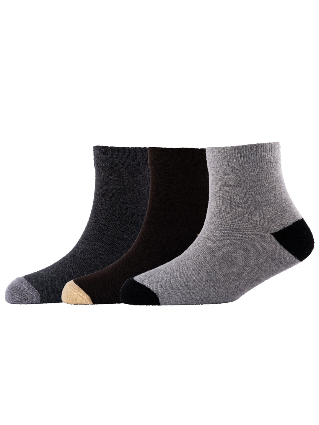 

Cotstyle Men Pack Of 3 Patterned Pure Cotton Above Ankle-Length Socks, Brown