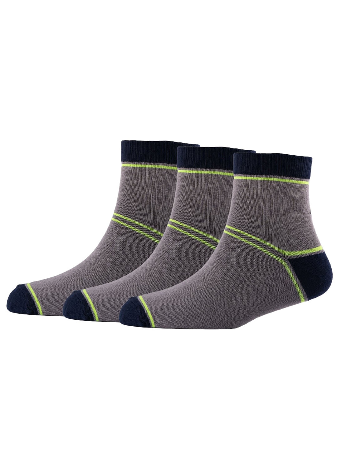 

Cotstyle Pack of 3 Patterned Pure Cotton Above Ankle Length Socks, Grey