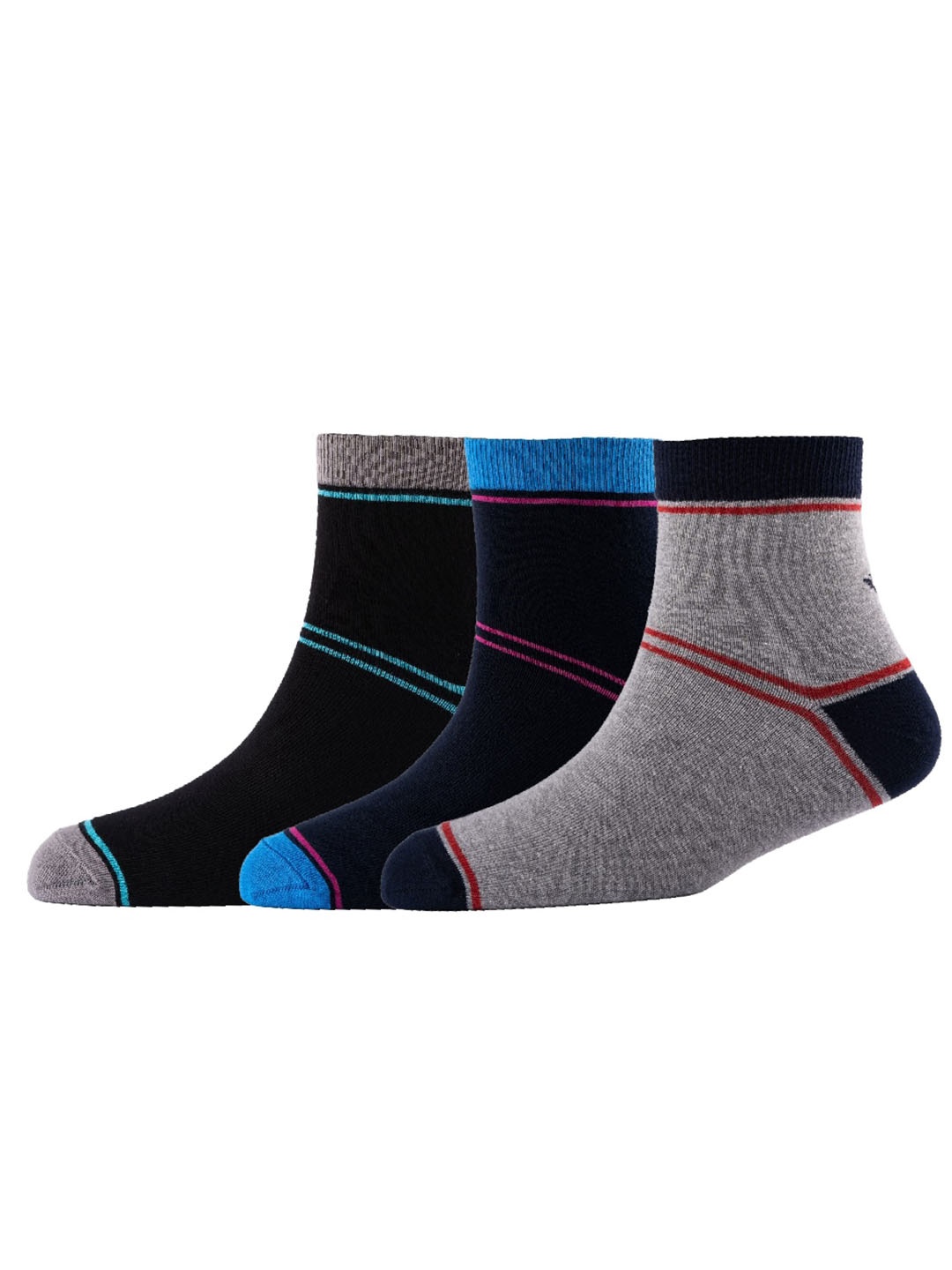 

Cotstyle Pack Of 3 Patterned Pure Cotton Above Ankle-Length Socks, Black