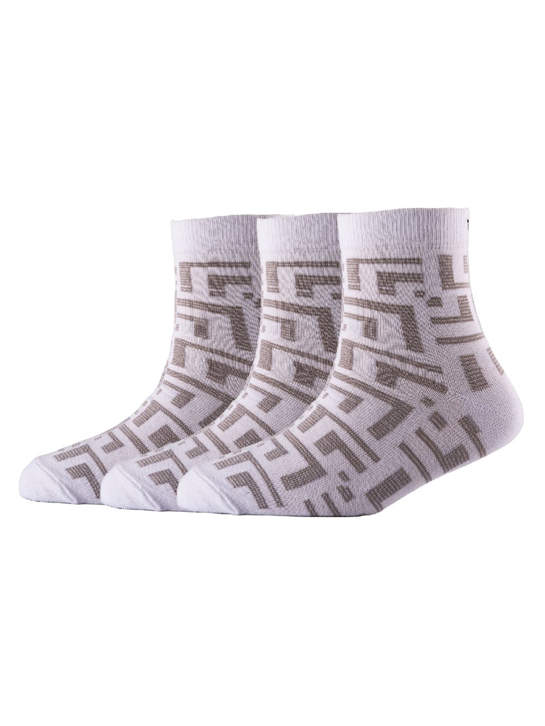 

Cotstyle Men Pack Of 3 Patterned Pure Cotton Above Ankle-Length Socks, White