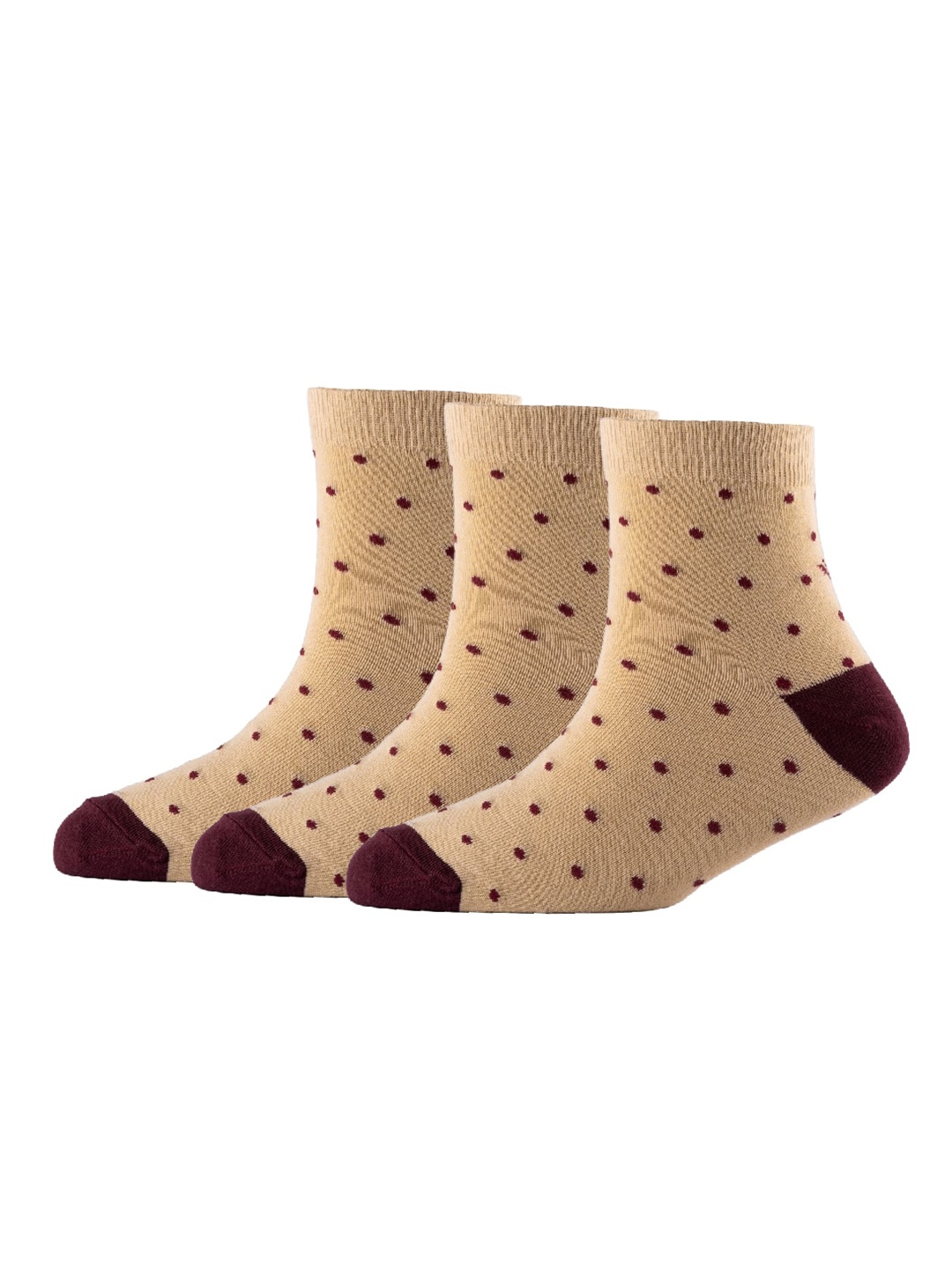 

Cotstyle Men Pack Of 3 Dotted Pure Cotton Above Ankle-Length Socks, Beige
