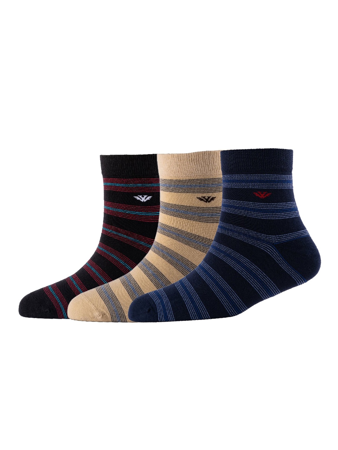 

Cotstyle Men Pack Of 3 Patterned Pure Cotton Above Ankle-Length Socks, Beige