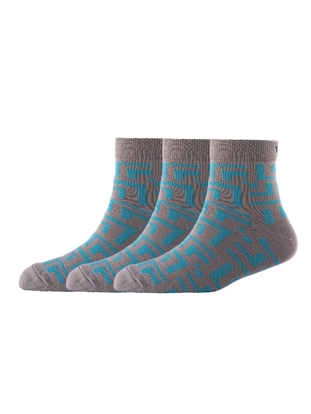 

Cotstyle Men Pack Of 3 Patterned Cotton Above Ankle Length Socks, Grey