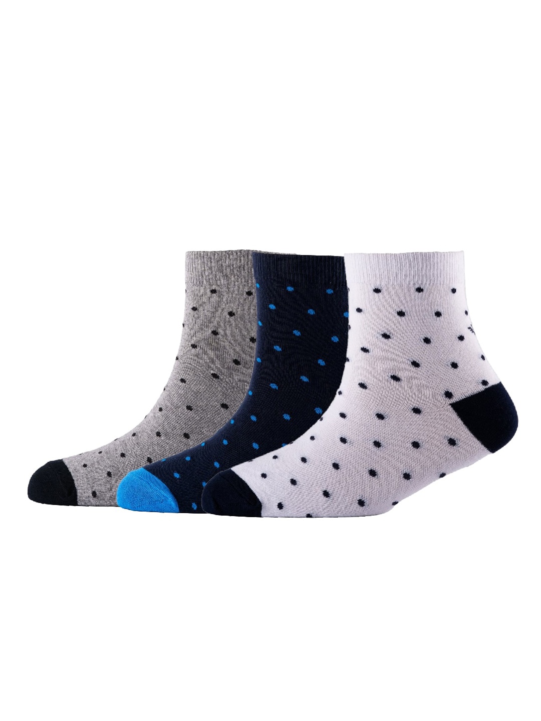 

Cotstyle Men Pack Of 3 Patterned Pure Cotton Above Ankle Socks, White