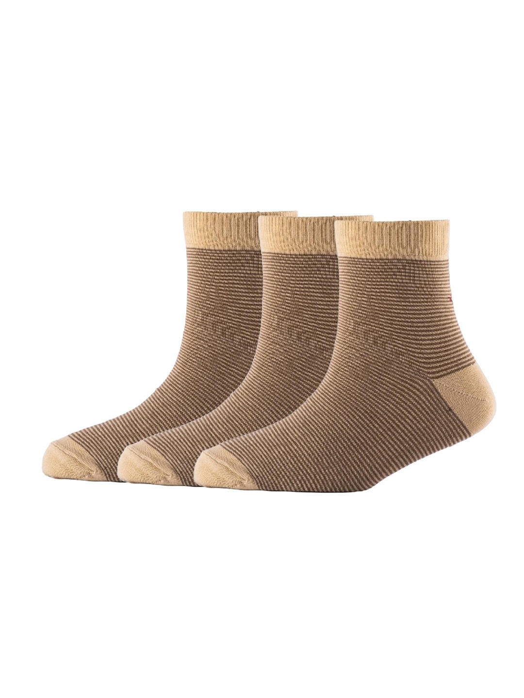 

Cotstyle Men Pack Of 3 Striped Cotton Above Ankle-Length Socks, Beige