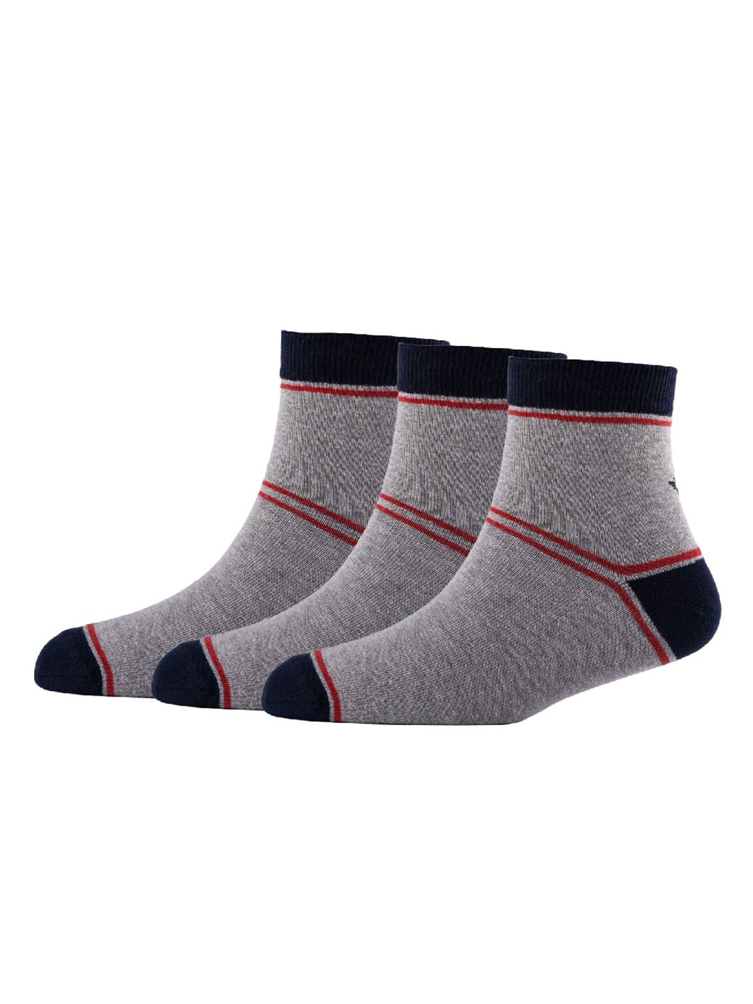 

Cotstyle Men Pack Of 3 Patterned Pure Cotton Above Ankle Length Socks, Grey