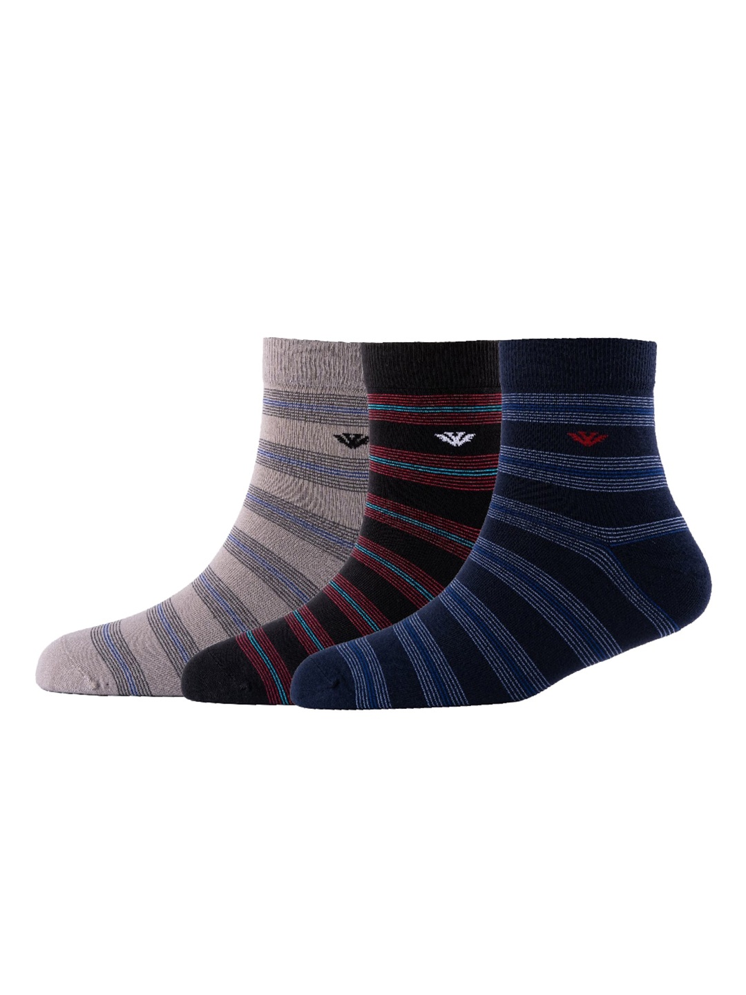 

Cotstyle Men Pack Of 3 Striped Organic Cotton Above Ankle-Length Socks, Brown