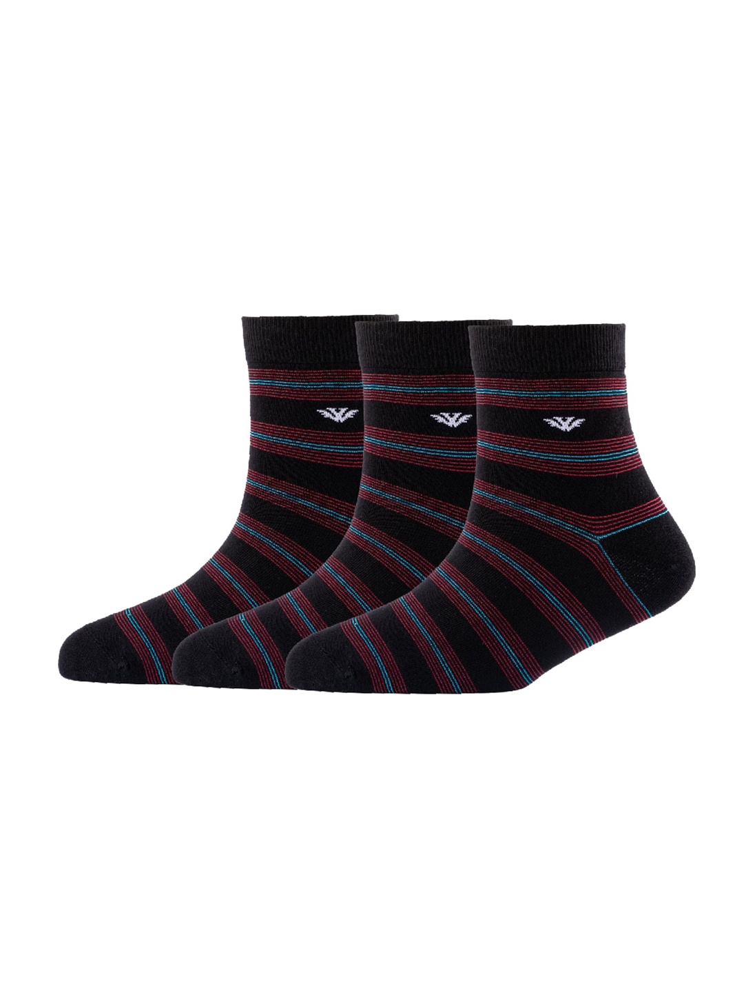 

Cotstyle Men Pack Of 3 Striped Cotton Above Ankle-Length Socks, Black