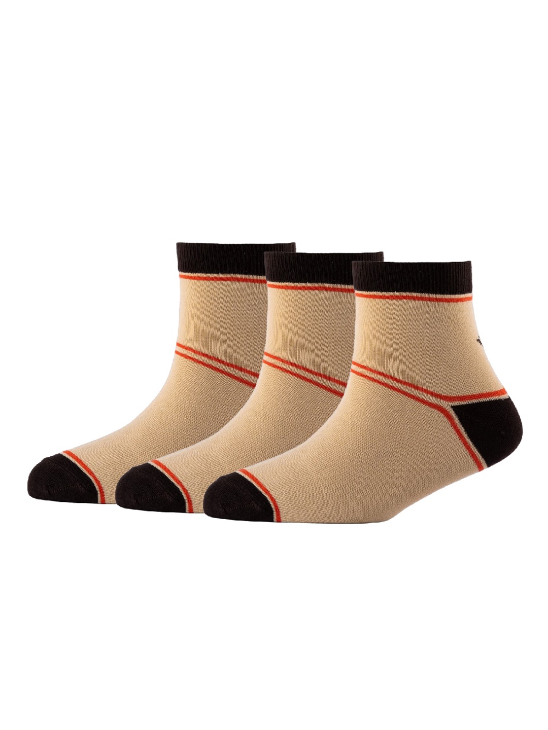 

Cotstyle Men Pack Of 3 Pure Cotton Above Ankle-Length Socks, Beige