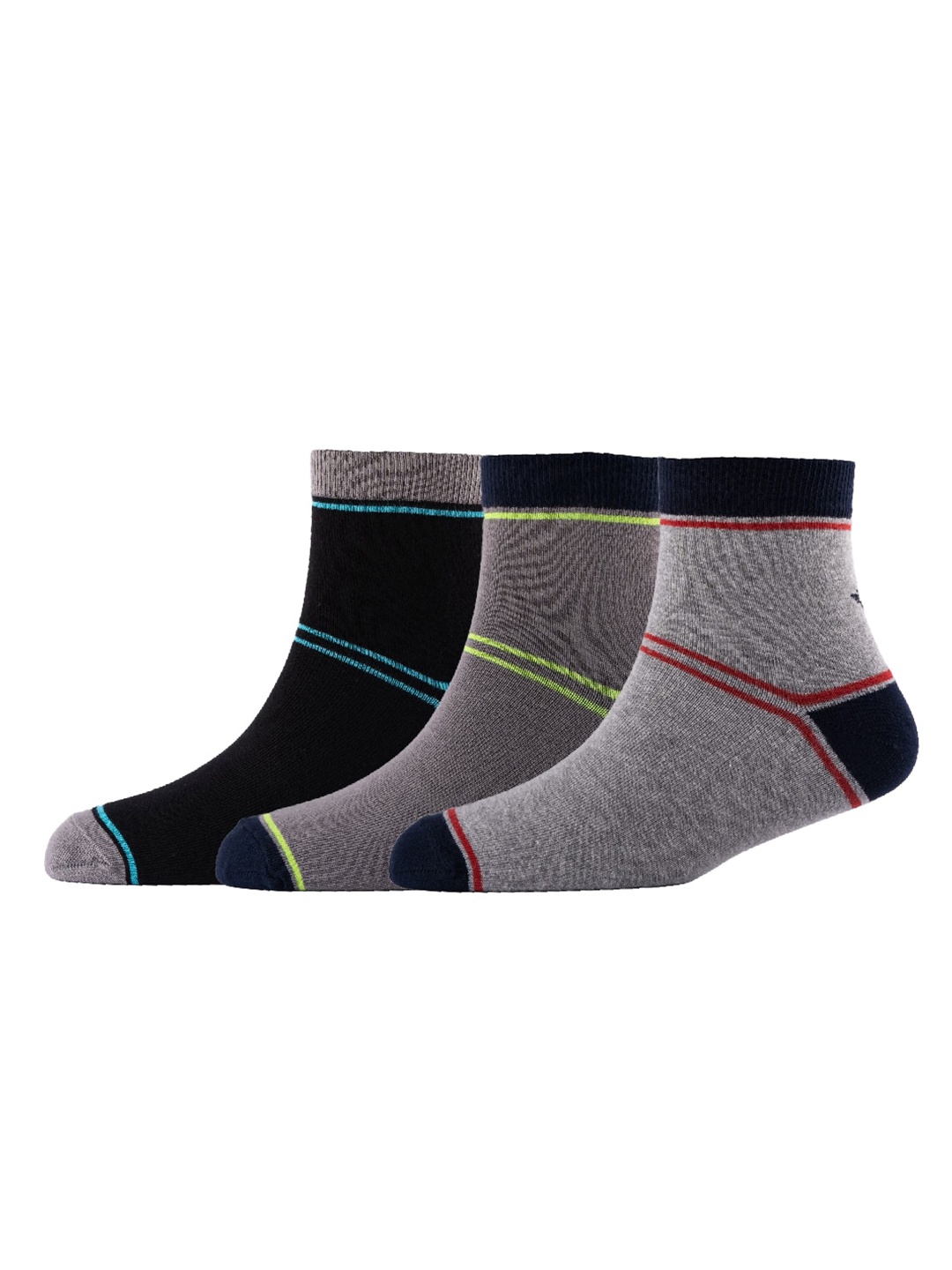 

Cotstyle Men Pack Of 3 Patterned Cotton Above ankle-Length Socks, Grey