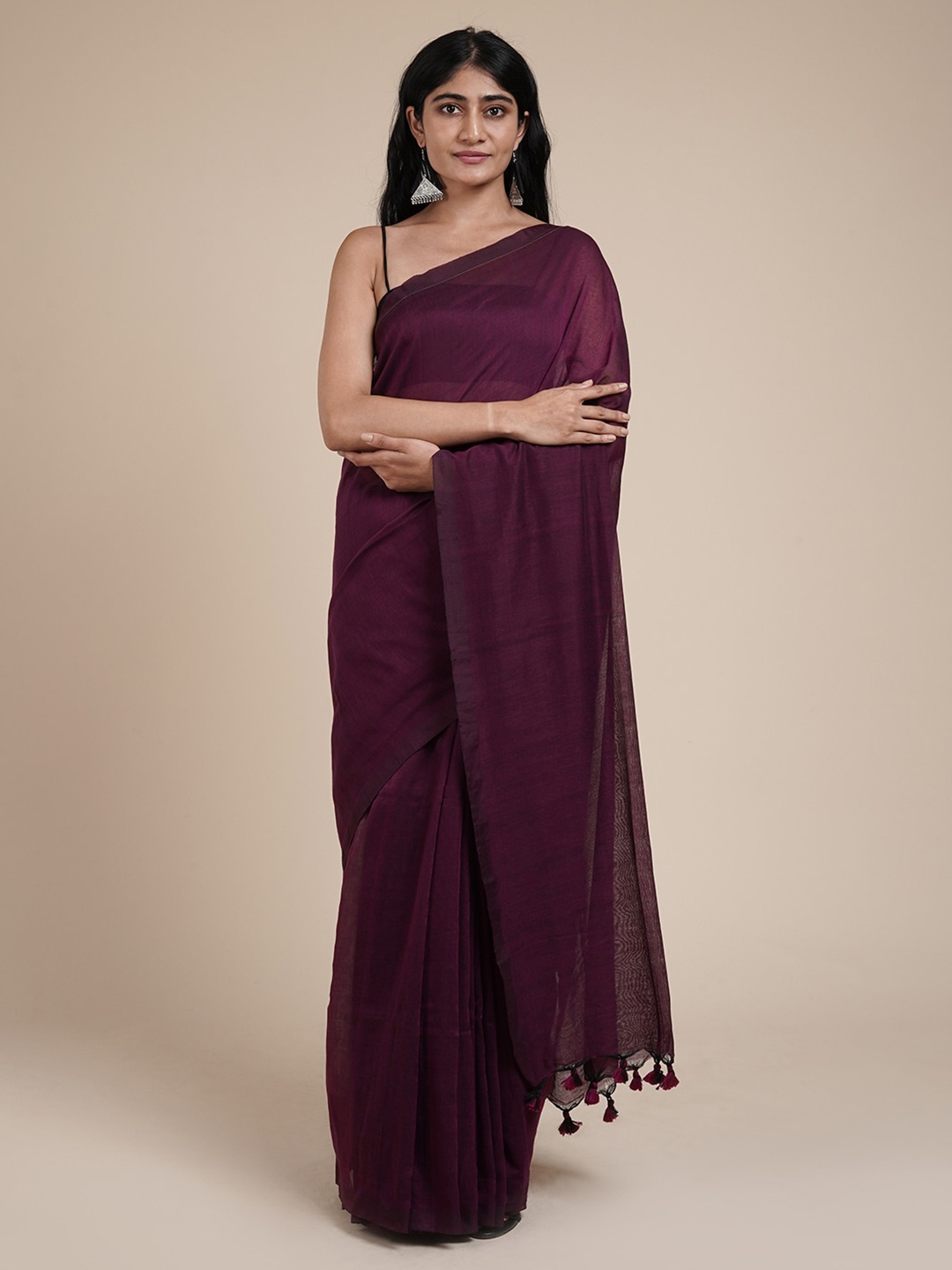 

TEEJH Pure Cotton Saree, Purple