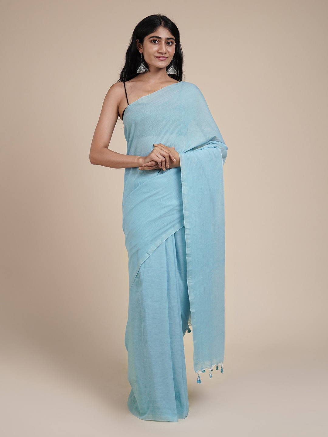 

TEEJH Turquoise Blue Pure Cotton Saree