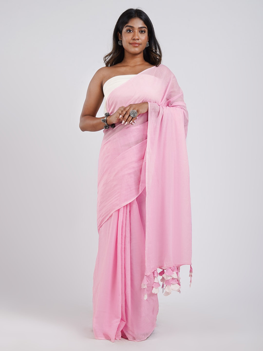 

TEEJH Pure Cotton Saree, Pink