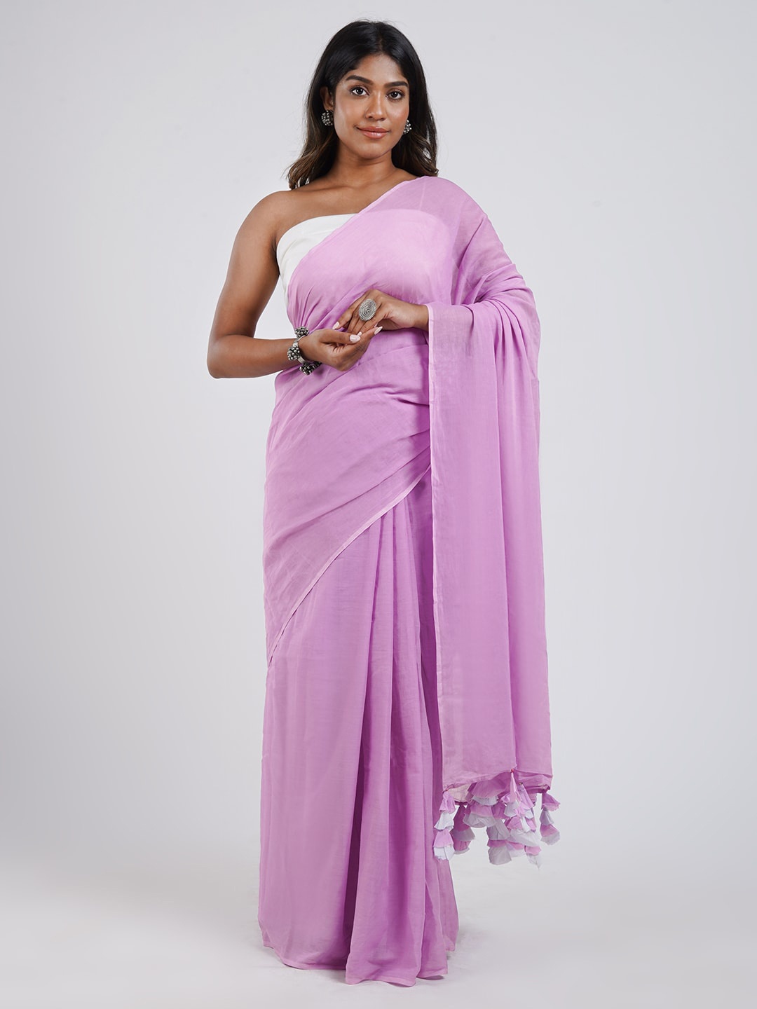 

TEEJH Pure Cotton Saree, Lavender