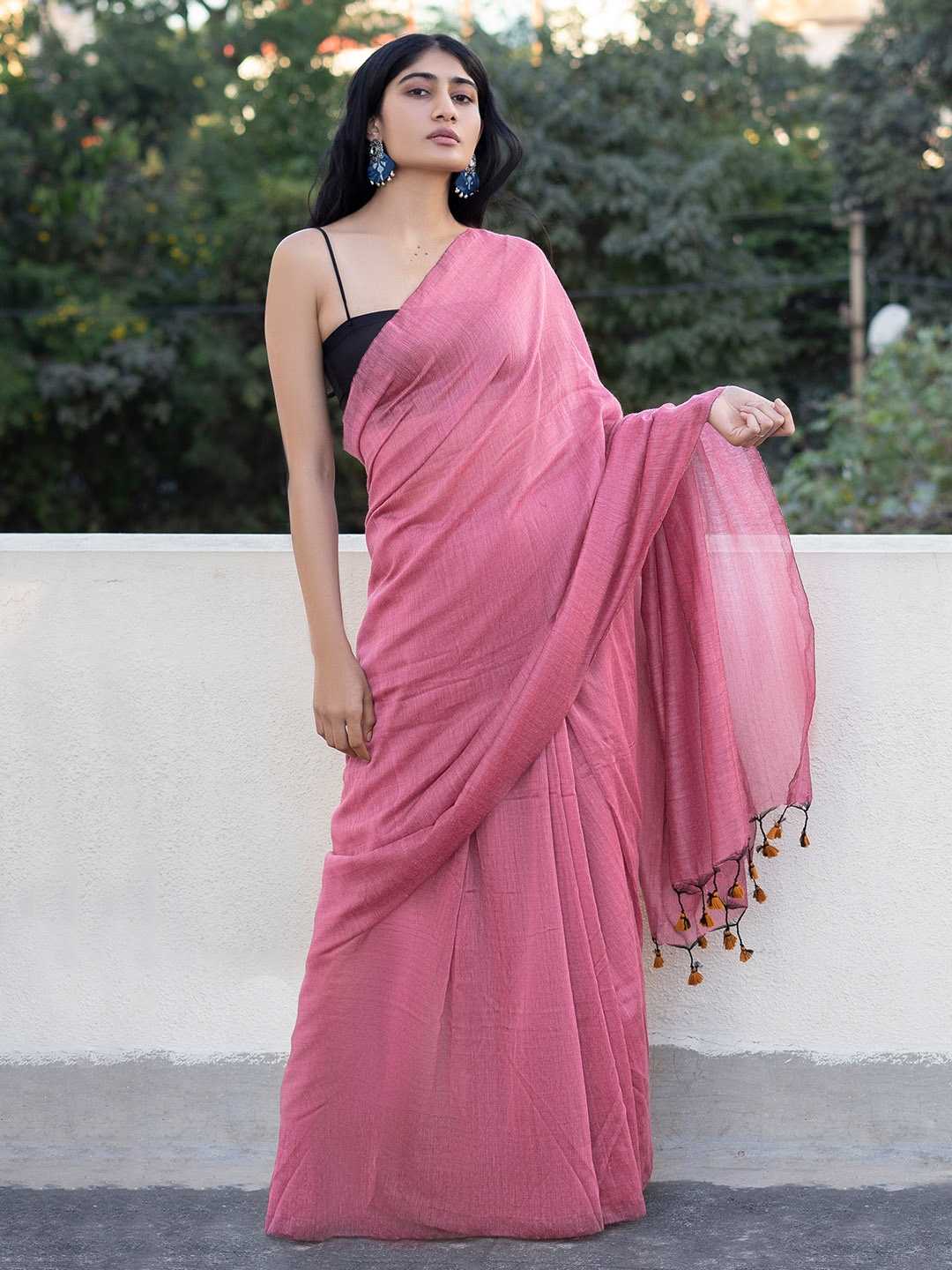 

TEEJH Pure Cotton Saree, Pink