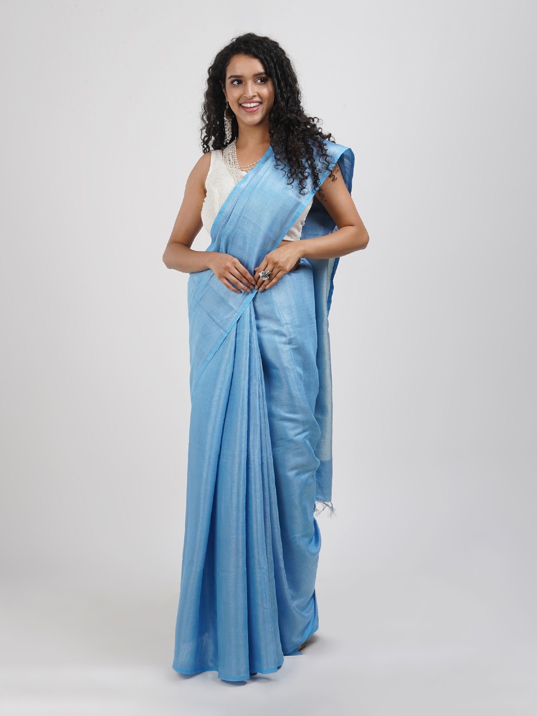 

TEEJH Pure Cotton Saree, Blue