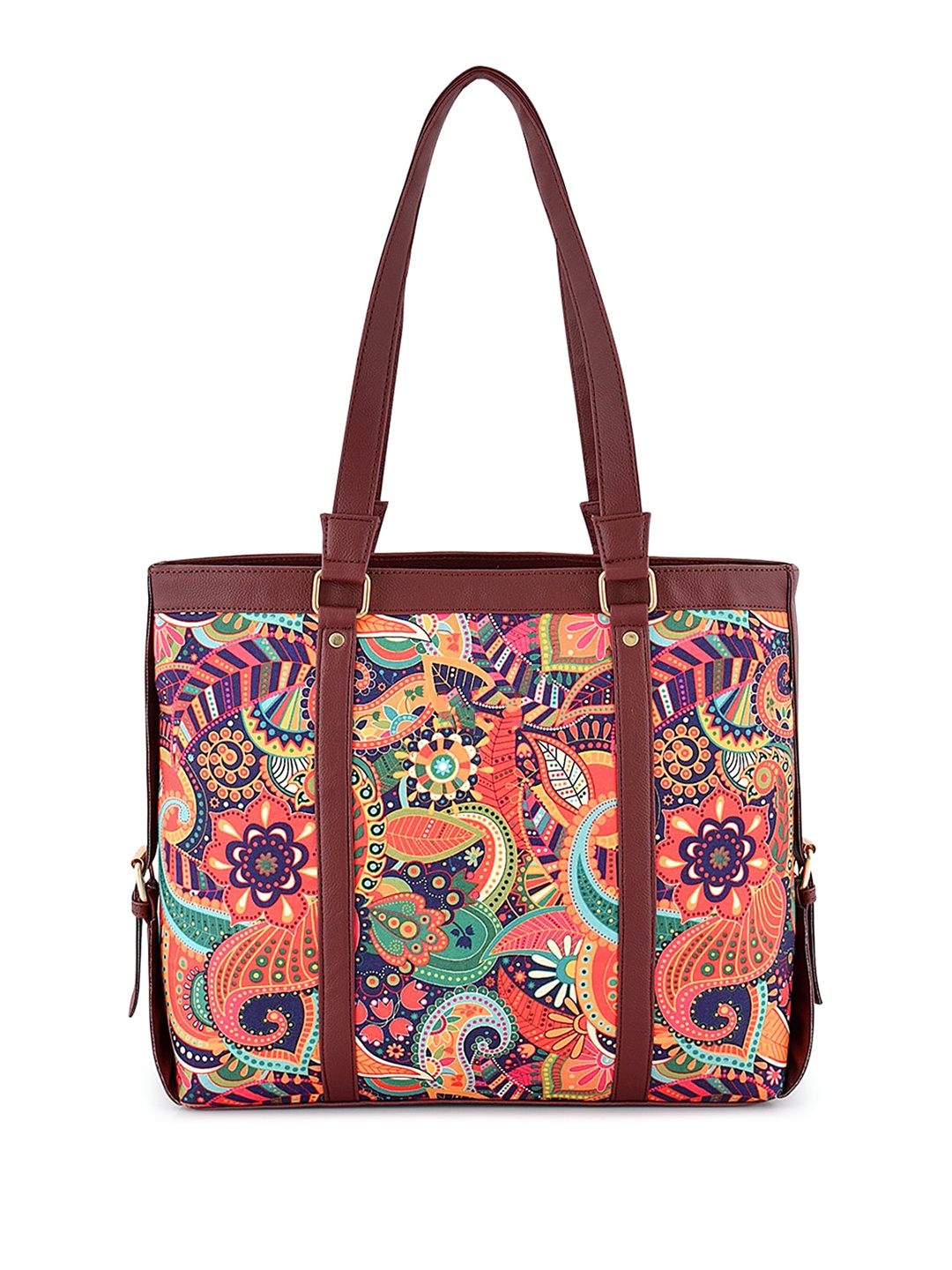 

Anouk Printed Oversized Structured Shoulder Bag - Laptop Up to 16 inch, Brown