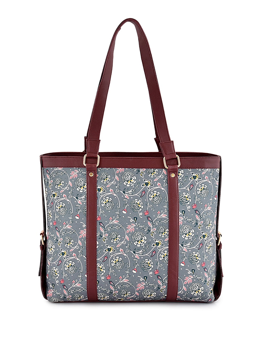 

Anouk Floral Printed Oversized Structured Shoulder Bag - Laptop Up to 16 inch, Grey