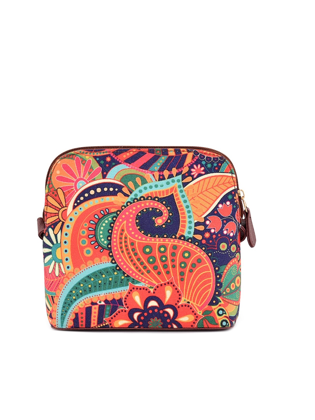 

Anouk Ethnic Motifs Printed Structured Canvas Sling Bag, Orange