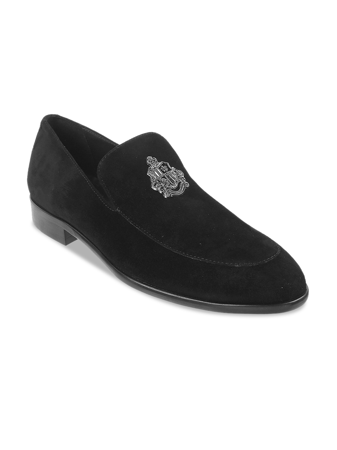 

Metro Men Embellished Leather Formal Loafers, Black
