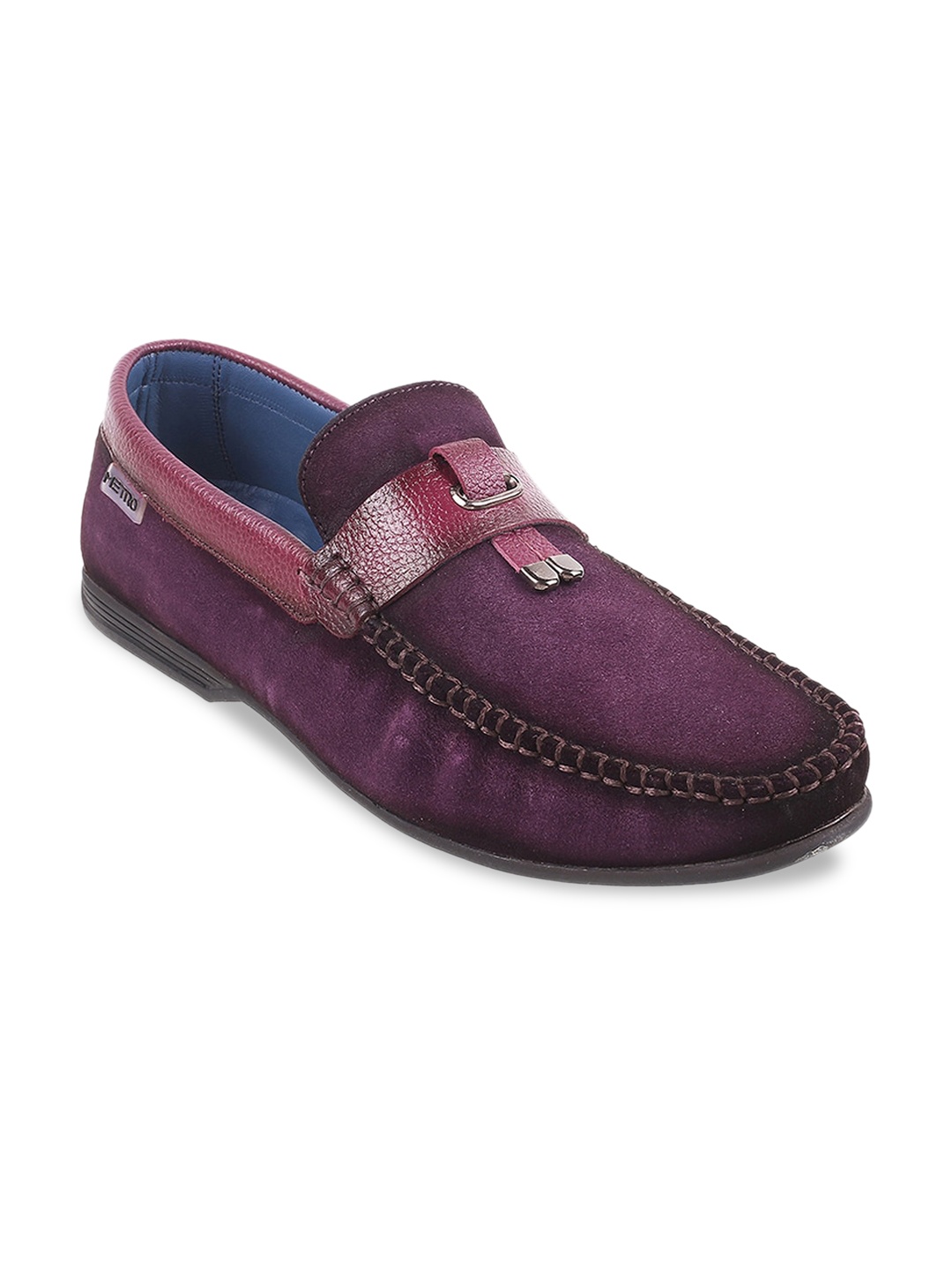 

Metro Men Textured Leather Comfort Insole Penny Driving Shoes, Purple