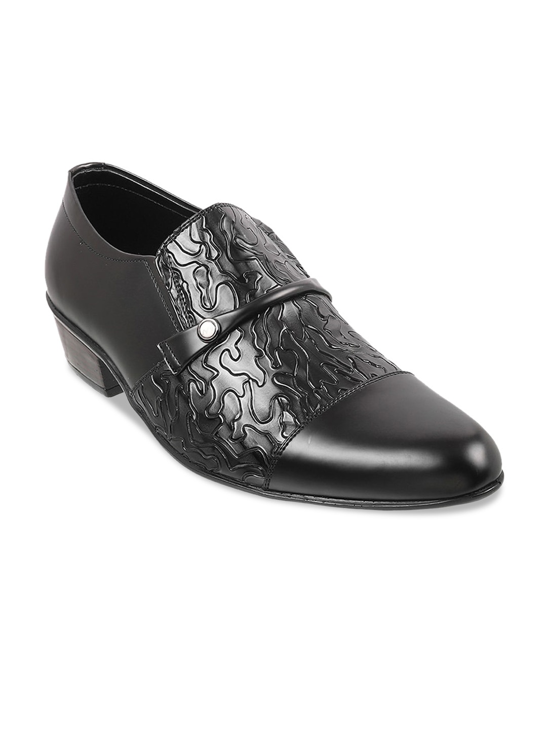 

Metro Men Textured Leather Formal Slip-On Shoes, Black
