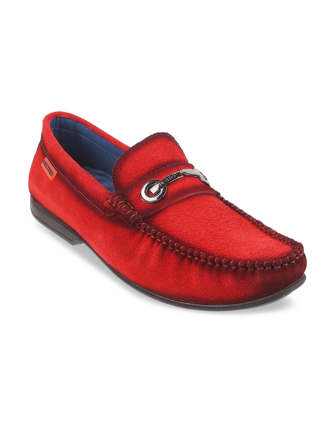 

Metro Men Leather Comfort Insole Horsebit Driving Shoes, Red
