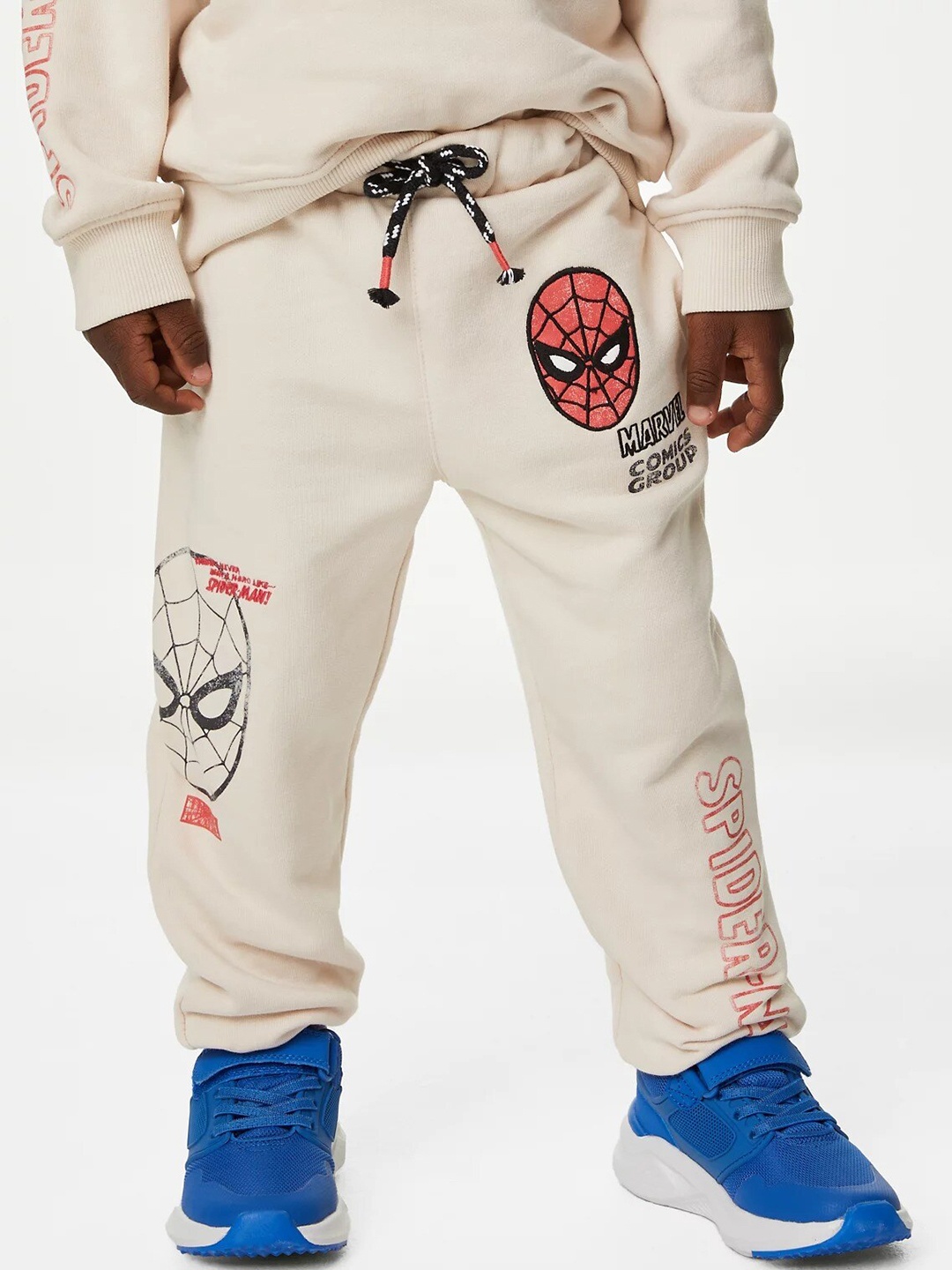 

Marks & Spencer Boys Graphic Printed Cotton Joggers, Beige