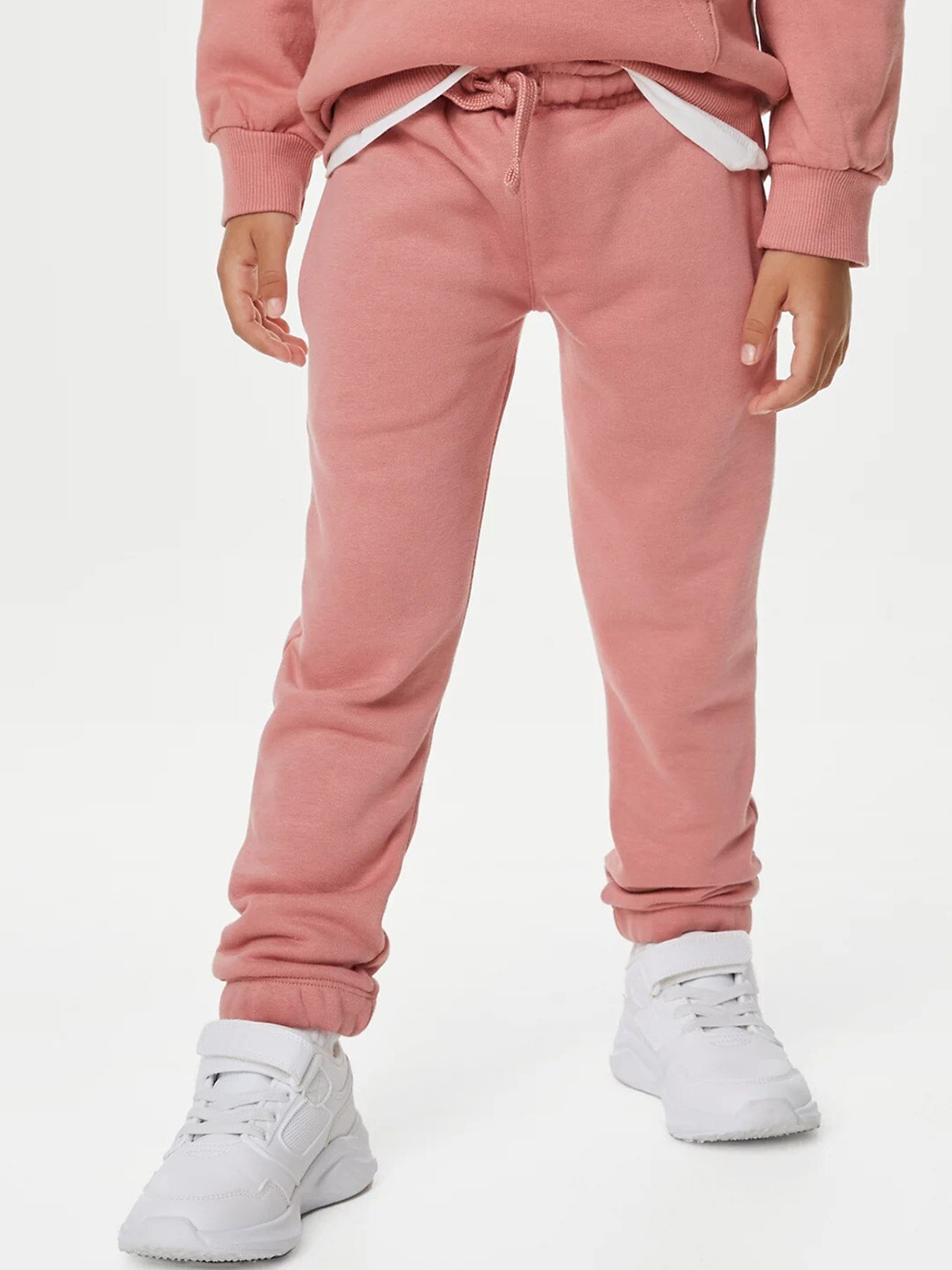 

Marks & Spencer Girls Mid-Rise Flared Fit Cotton Joggers, Pink
