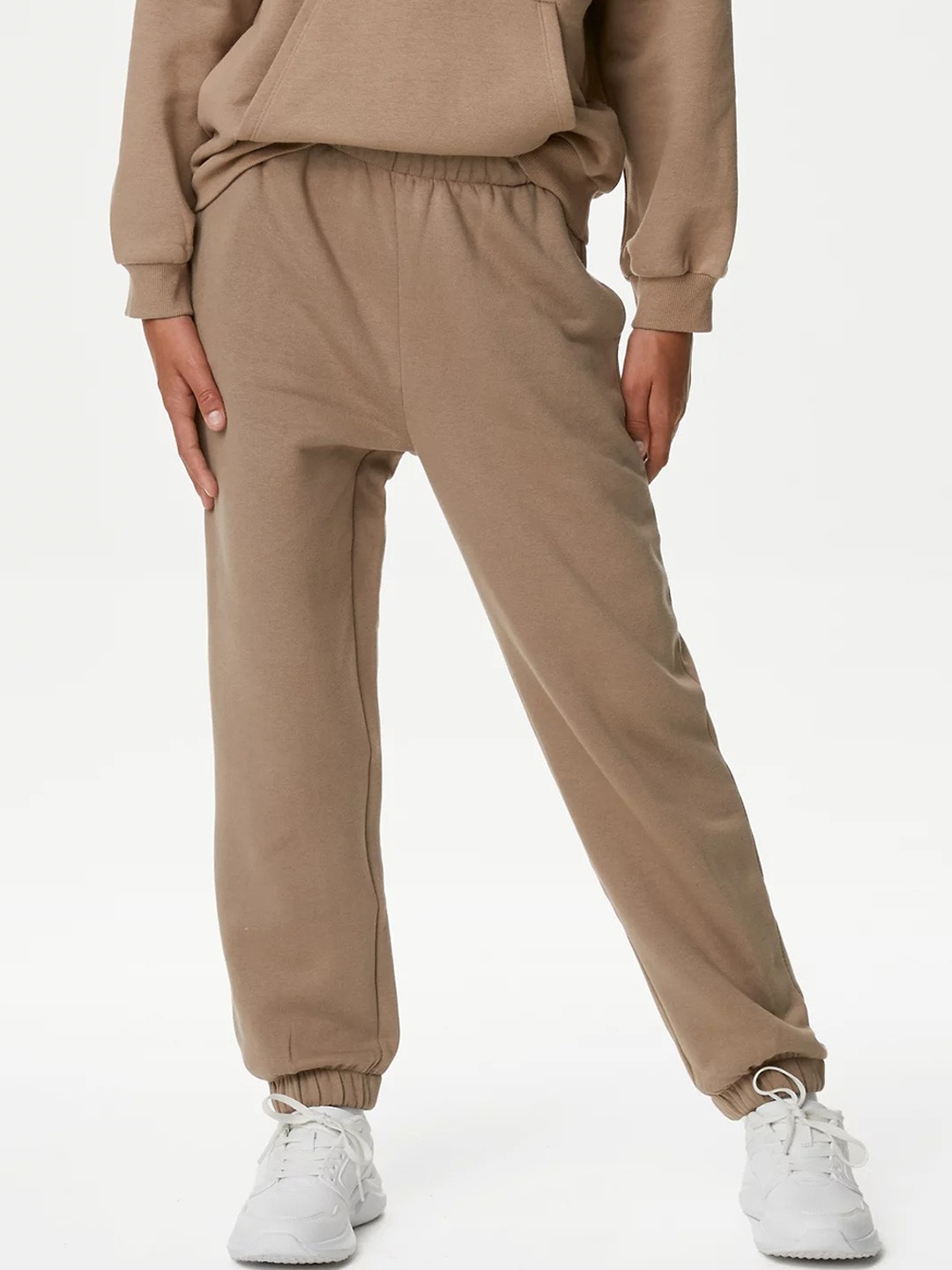 

Marks & Spencer Girls Mid-Rise Cotton Joggers, Brown