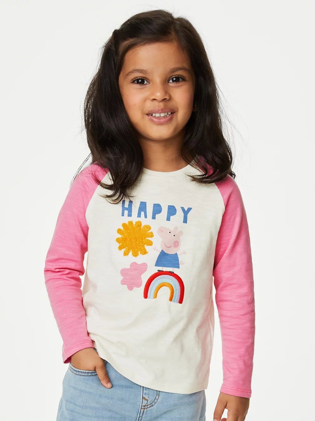 

Marks & Spencer Girls Peppa Pig Printed Pure Cotton Top, White