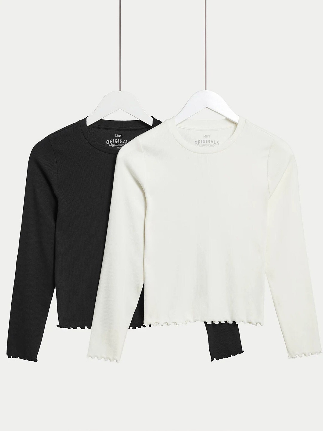 

Marks & Spencer Girls Pack Of 2 Ribbed Cotton Top, Black