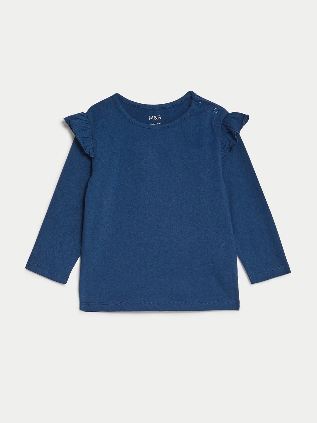 

Marks & Spencer Long Flutter Sleeves Pure Cotton Top, Navy blue