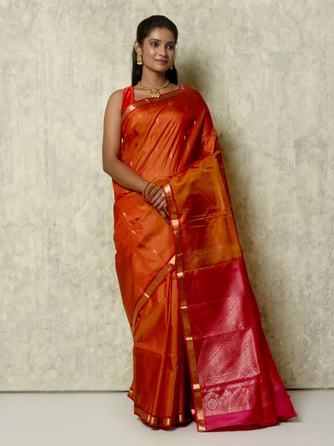 

AllSilks Woven Design Zari Kanjeevaram Saree, Orange