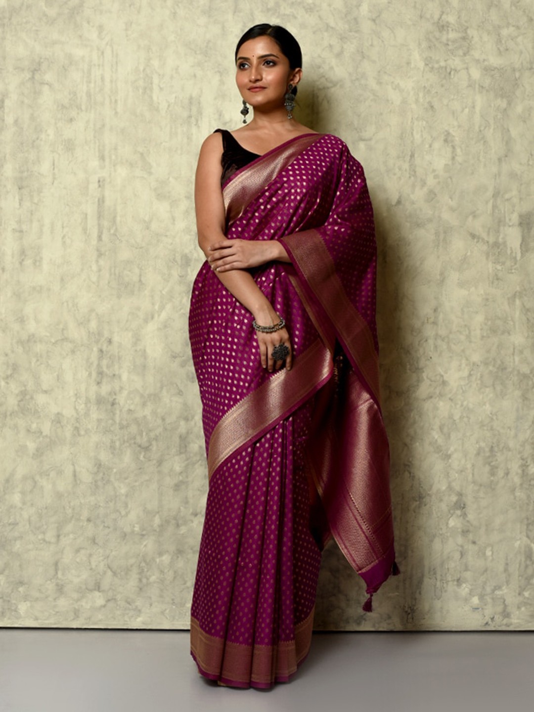 

AllSilks Woven Design Zari Saree, Purple