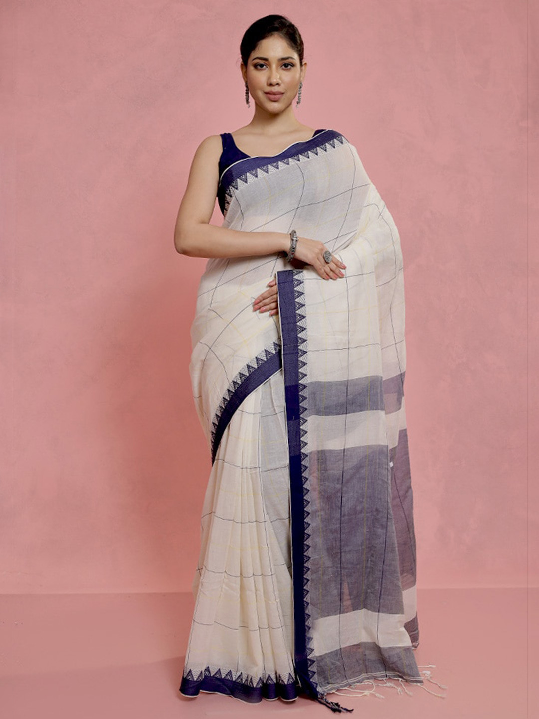 

AllSilks Woven Design Saree, Cream