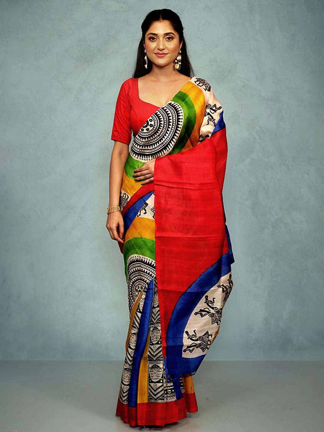 

AllSilks Ethnic Motifs Printed Pure Silk Saree, Red