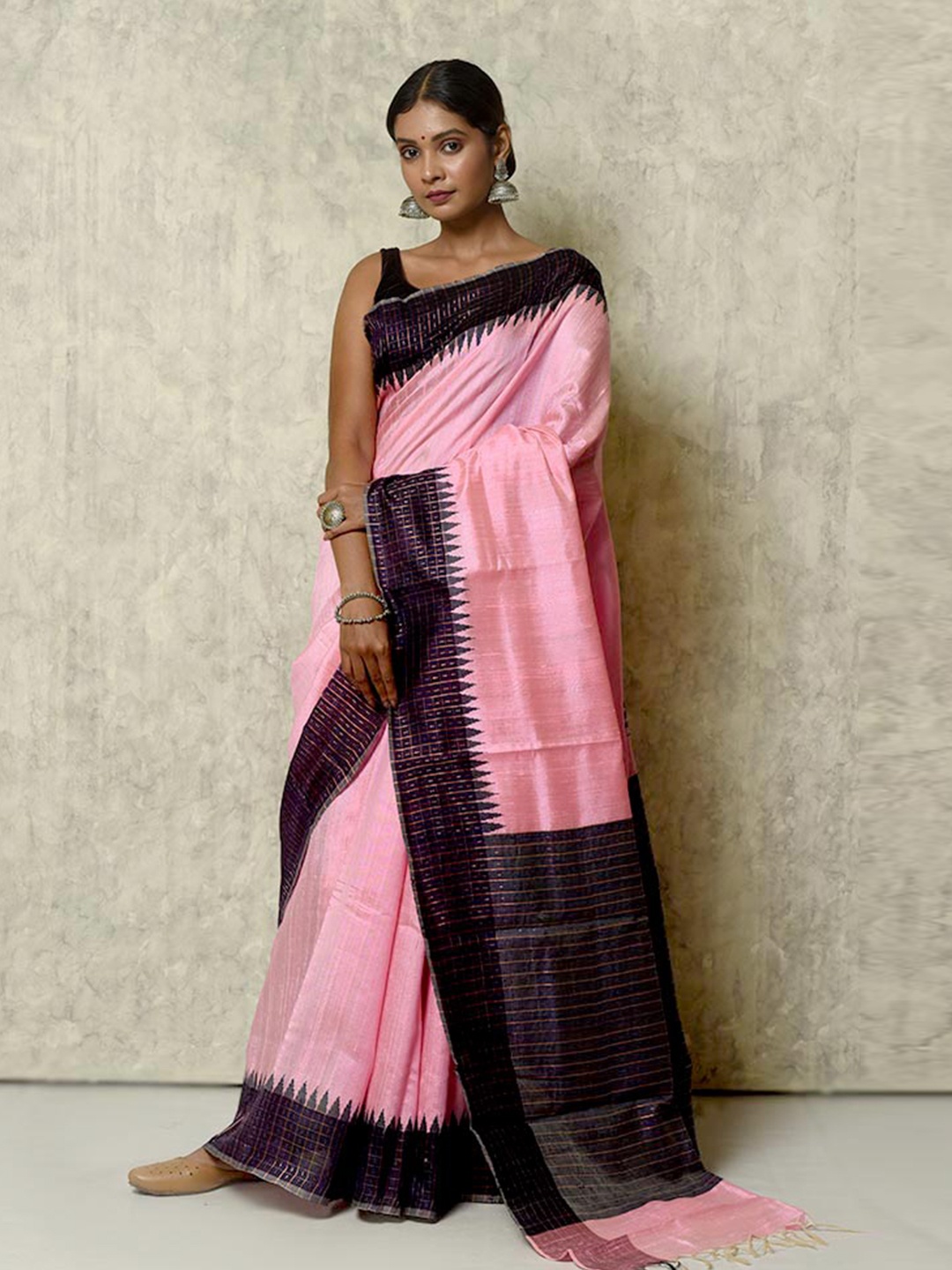 

AllSilks Zari Pure Silk Saree, Pink