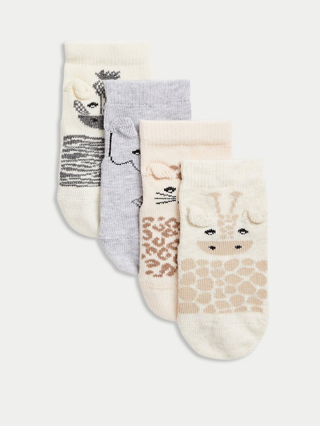 

Marks & Spencer Infant Girls Pack Of 4 Patterned Ankle-Length Socks, Beige