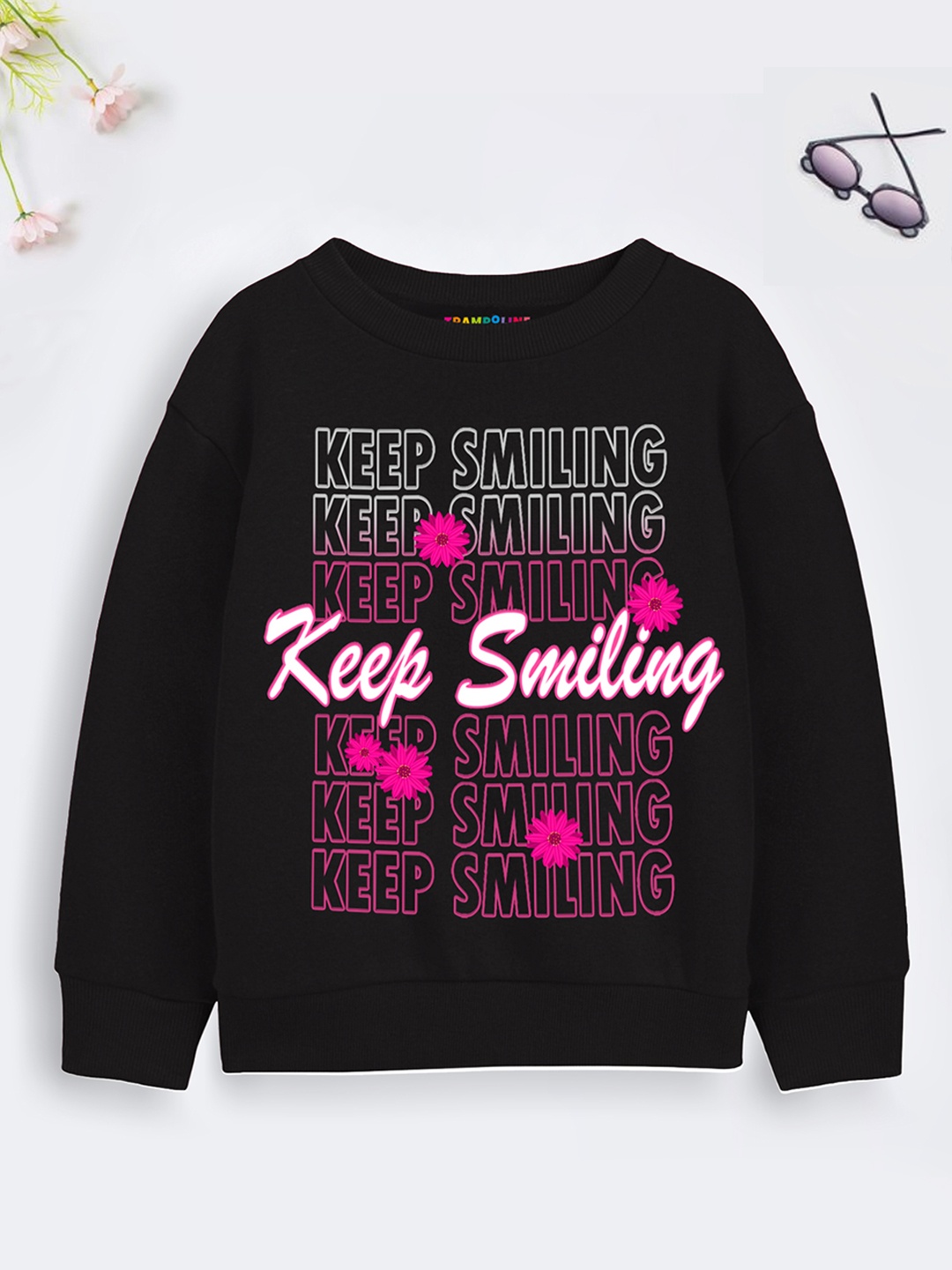 

Trampoline Girls Typography Printed Cotton Sweatshirt, Black