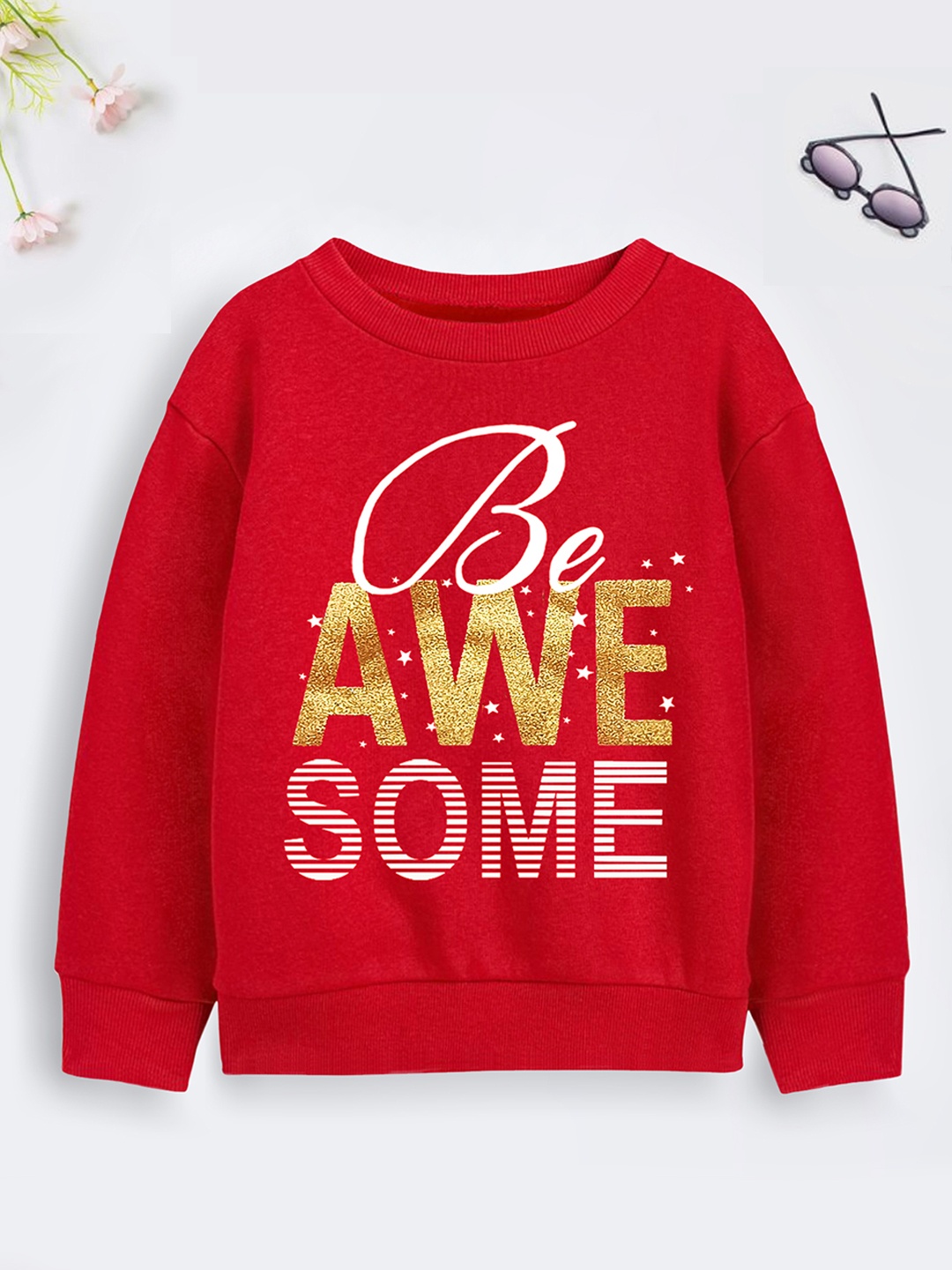 

Trampoline Girls Typography Printed Cotton Pullover Sweatshirt, Red
