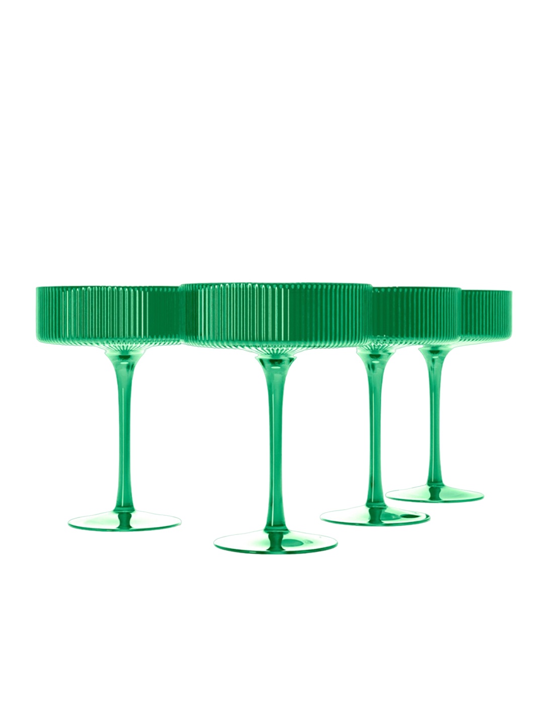 

Anko Green 4 Pieces Ribbed Glass Champange Glasses - 200 ML Each