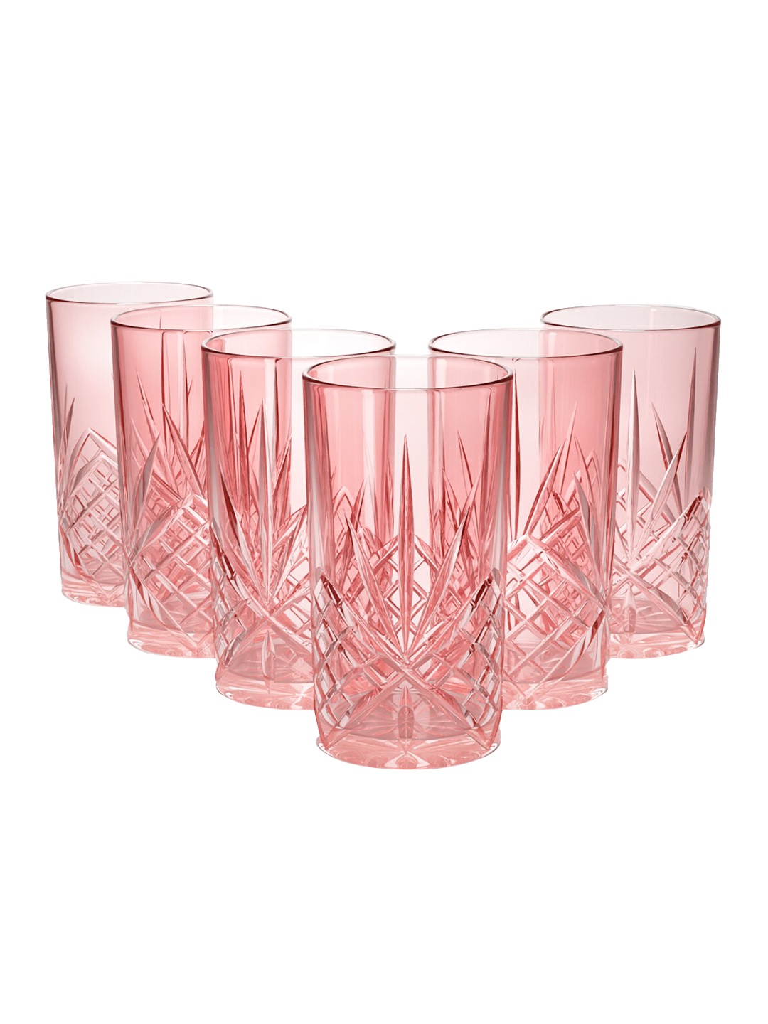 

Anko Pink 6 Pieces Textured Glass Water Glasses - 330 ML Each