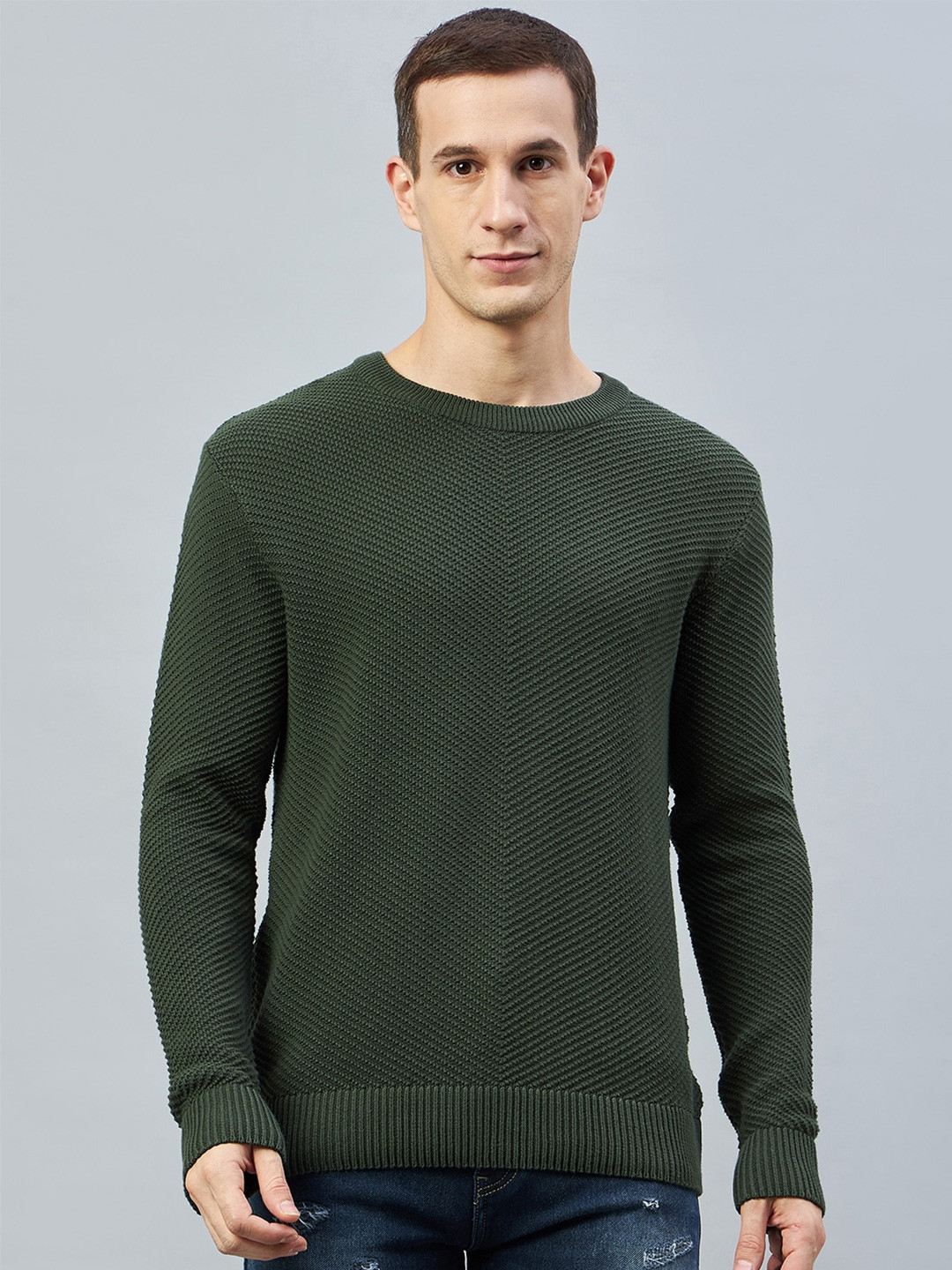 

Club York Round Neck Cotton Pullover, Olive